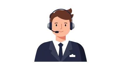 Person in headset corporate customer service