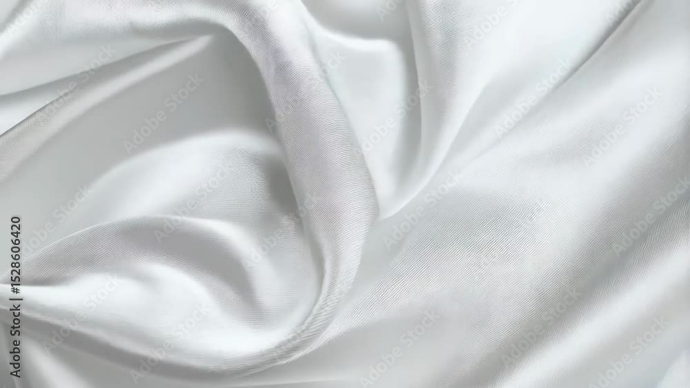 Poster abstract close-up of undulating white silk fabric creating soft folds and highlights in a smooth and