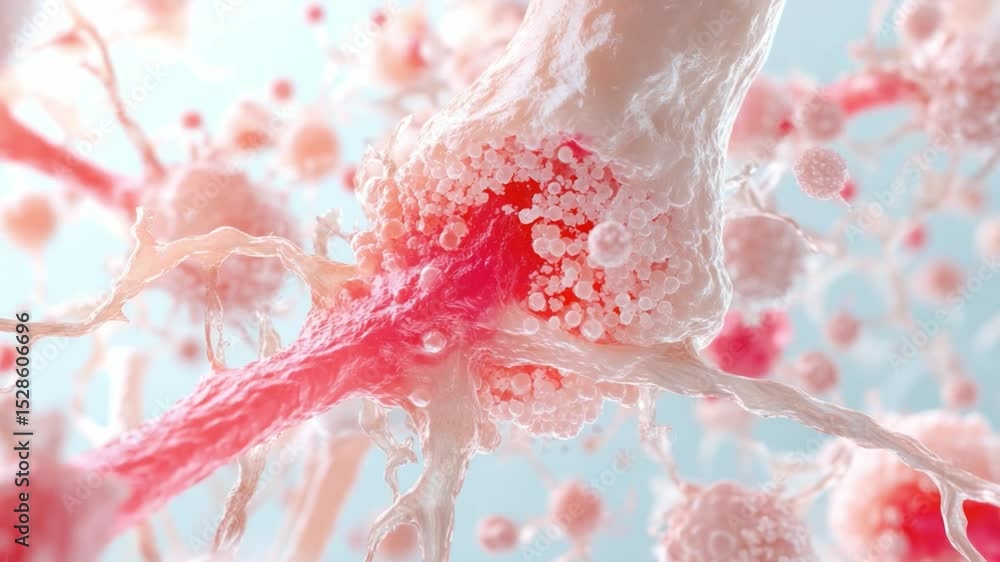 Poster microscopic marvel: a stunning macro view showcases the complex architecture of a neuron and its syn