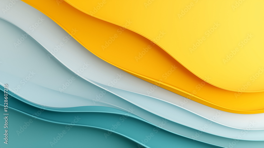 Poster abstract waves of color: an artful composition of layered, flowing waves in gradients of cyan, gray,