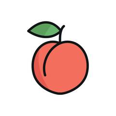 Realistic color peach with shading detail, great for recipe or nutrition content.