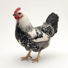 Fototapeta premium Black and White Chickens. Exploring Chicken Breeds and Poultry Farming in Rural Habitats