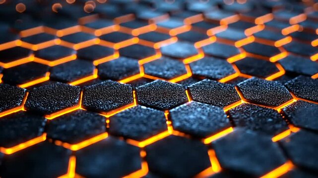 Hexagon pattern background with warm orange glow, a visually appealing abstract design