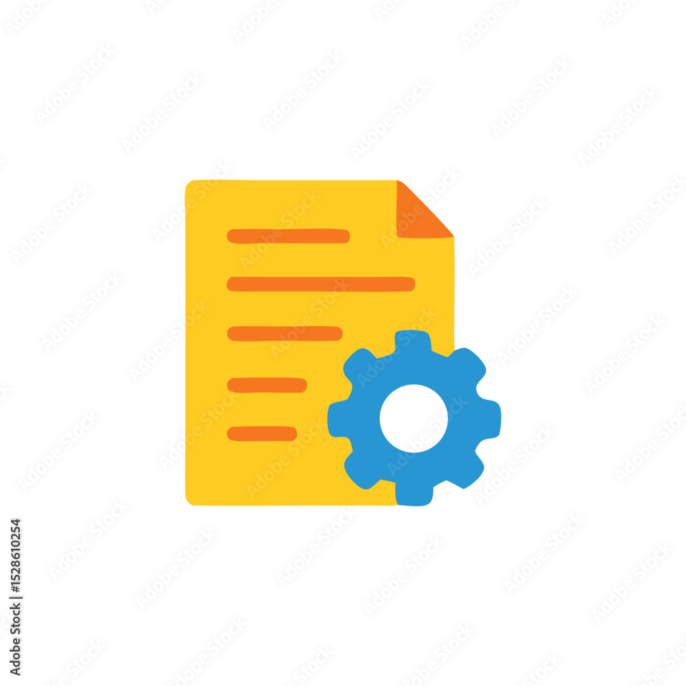 Poster document settings configuration, gear icon modifying a file.