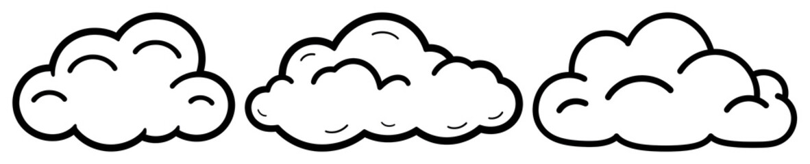 Naklejka premium PNG Hand-drawn whimsical cloud illustrations, element set on transparent background