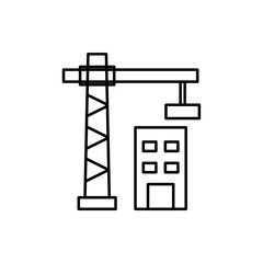 construction site icon, vector line isolated on white background. trendy and modern design