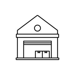warehouse icon, vector line isolated on white background. trendy and modern design