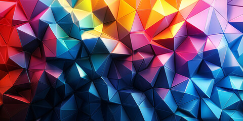 Obraz premium An abstract image featuring a vibrant array of multicolored, polygonal shapes.