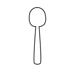 Simple Line Drawing of a Teaspoon Utensil Illustration