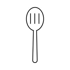 Simple Line Drawing of a Wooden Spoon with Slits, Perfect for Cooking and Kitchen Designs