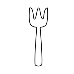 Simple Line Drawing of a Fork Utensil Illustration