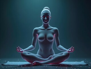 AI generated A woman in a yoga pose, deep in meditation, finding inner peace and tranquility through her practice. Generative AI
