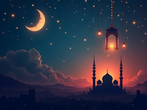 AI generated background concept greeting card with theme related to the Ramadan or eid fitr mubarak