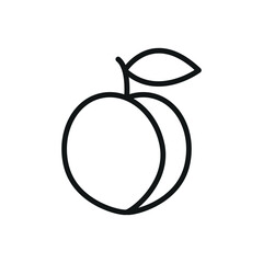 Minimal line icon of peach fruit, ideal for healthy food UI and fruit labeling.