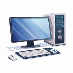 Fototapeta premium 置き型パソコンのアニメ風ベクター素材