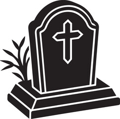 Obraz premium vector illustration of an old cemetery, tombstone illustration vector, tombstone silhouette vector icon black and white