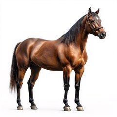 Obraz premium Majestic Brown Stallion. Majestic Horse Portrait Showcasing Equine Beauty and Strength on the Farm