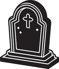 Obraz premium vector illustration of an old cemetery, tombstone illustration vector, tombstone silhouette vector icon black and white
