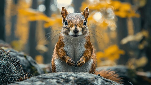 Wild Rodents Vector Illustration with Squirrels, Hares, Voles - Forest, Grassland Natural Scenes, Wildlife Art, Design Elements, Transparent PNG Clipart Stock