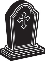 Obraz premium vector illustration of an old cemetery, tombstone illustration vector, tombstone silhouette vector icon black and white