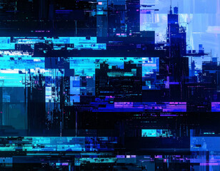 都市の建築が動的な幾何学グリッドで構成されており、人間の脳波や感情ネットワークと同期して変形する。バグが発生すると感情ノイズが視覚化され、都市構造がグリッチして崩れる都市景観