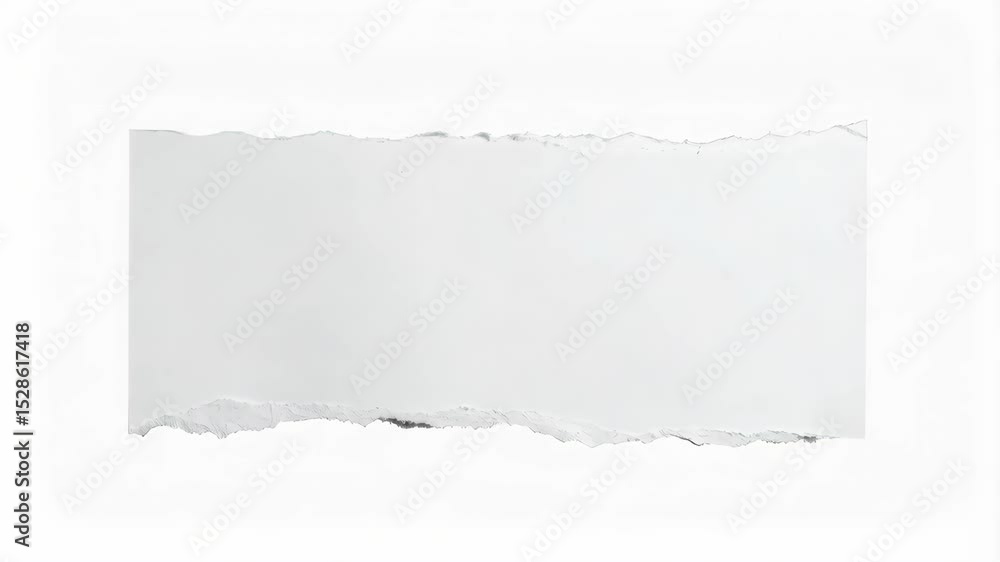 Poster blank white rectangular paper piece with ripped uneven edges on a clean white background for design 