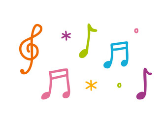 手書き　落書き　音符　カラフル