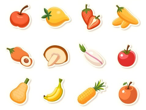 Foods printable stickers clipart illustration set