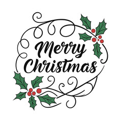 christmas greeting card with holly