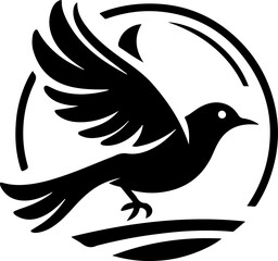 vector illustration of flying dove symbol logo icon for peace mascot and growing company rising high