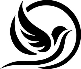 vector illustration of flying dove symbol logo icon for peace mascot and growing company rising high