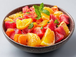 Fresh and Vibrant Fruit Salad. A Delicious and Healthy Summer Treat with Citrus and Berries