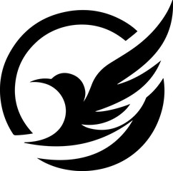 vector illustration of flying bird symbol logo icon for company mascot growing high