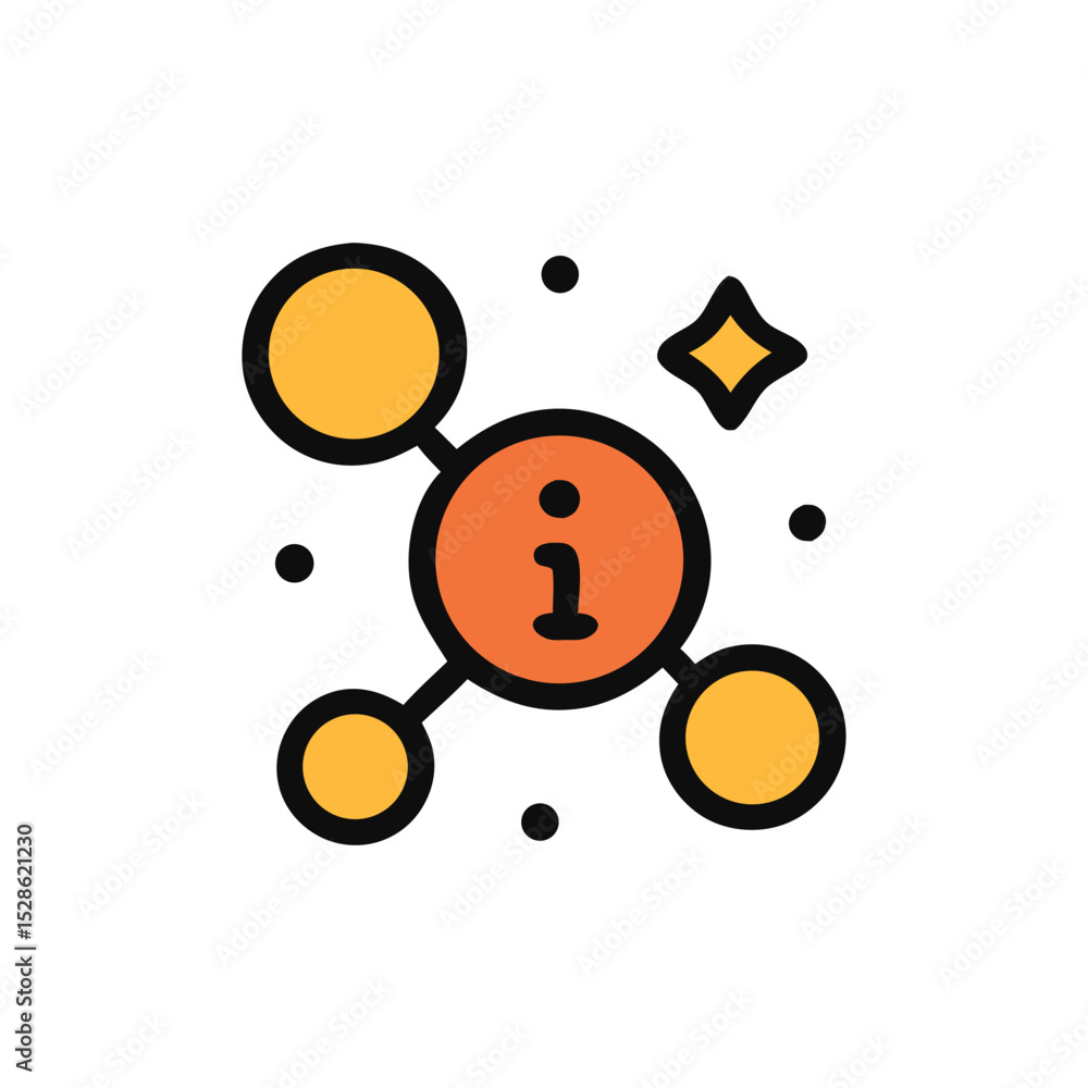 Poster an icon depicting information sharing or a knowledge network, represented by connected circles and a