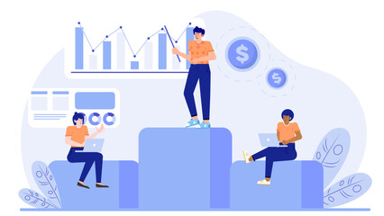 Three people collaborating on a project in an office setting, suitable for business, teamwork, collaboration, and project management concepts.