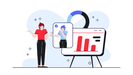 Two women analyzing a chart together. Suitable for business presentations, teamwork concepts, financial reports, and collaboration themes in design projects.