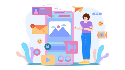 Man holding a smartphone, texting and browsing. Suitable for technology, communication, social media, and lifestyle concepts depicting modern interaction.