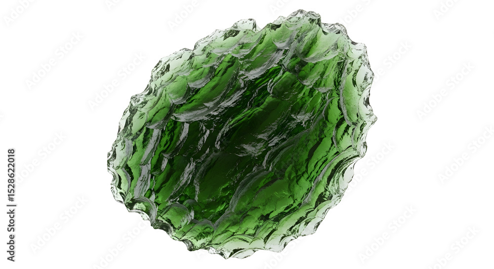 Fototapete abstract organic form rendered with a transparent background features a green core with white and gr