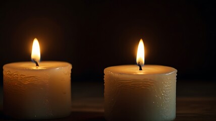 Intimate Candlelight Scene with Wax Texture and Dancing Shadows in Dark Space
