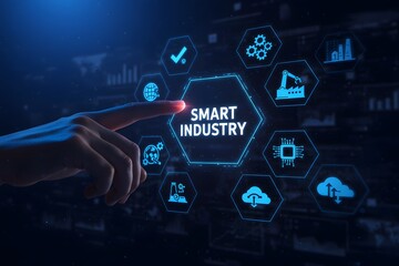 Smart industry 4.0 innovation automation manufacturing technology concept.Generated AI