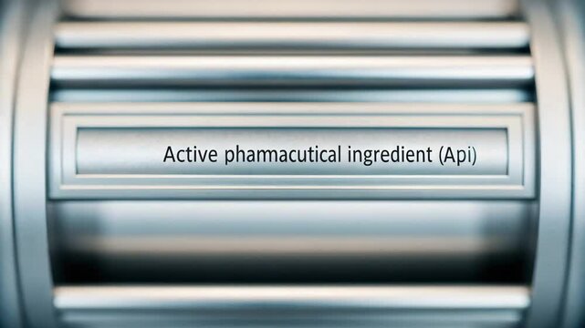 Active pharmaceutical ingredient API on metal surface essential in drug formulation for medicine and core component of pharmaceutical ingredient