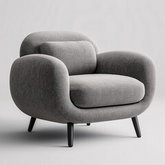 Modern Gray Fabric Upholstered Lounge Chair. Cozy, Comfortable, and Stylish Accent for Your Living Room Interior Design
