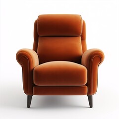 Modern Orange Armchair with Plush Fabric and Wooden Legs for Cozy Living Room Decor