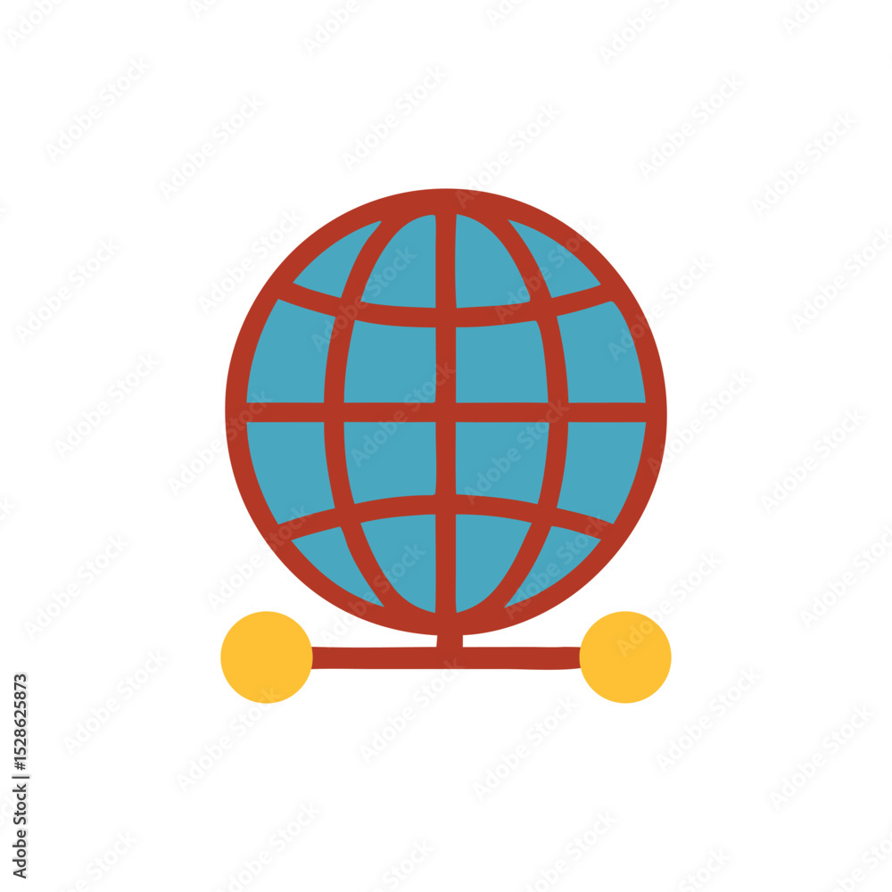 Poster global network connection illustrated with a stylized globe and connecting nodes.