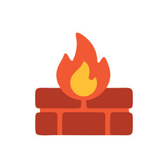 Firewall icon depicting burning bricks, symbolizing security breach or fire hazard.