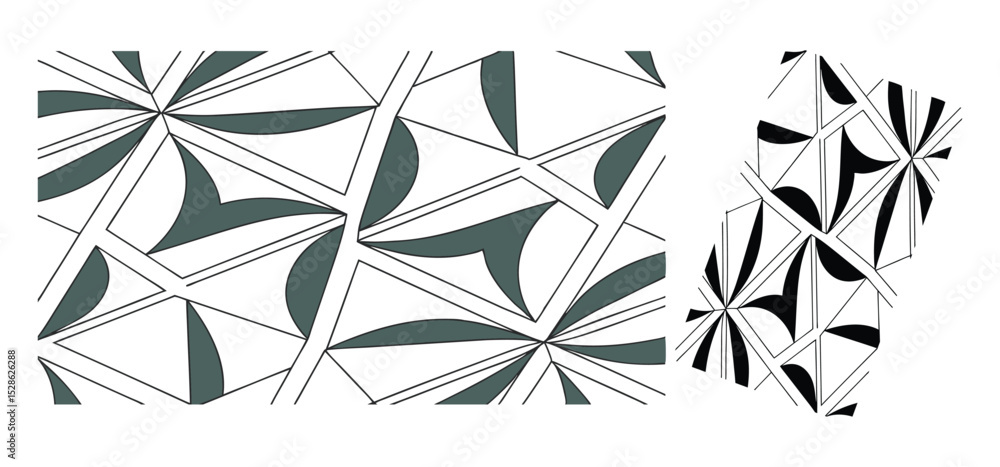 Aufkleber abstract geometric pattern featuring overlapping shapes with a monochromatic color scheme on a white