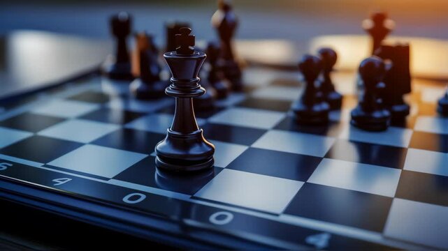 chessboard with key pieces in a winning position, strategic gameplay