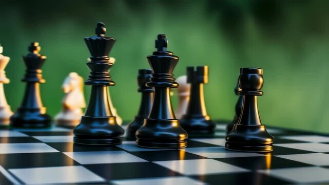 chessboard with key pieces in a winning position, strategic gameplay