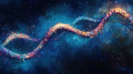 DNA double helix genetic material. Gene sequencing abstract design. Floating in space background, 
science, abstract, biology, biotechnology, molecular, health, geneti