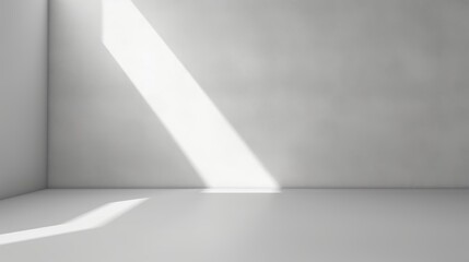abstract. minimalistic background for product presentation. walls in  large empty room. can full of sunlight. Loft wall or minimalist wall. Shadow, light from windows to plaster wall.